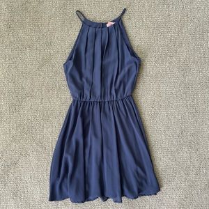 Lush Steel Blue Chiffon Dress